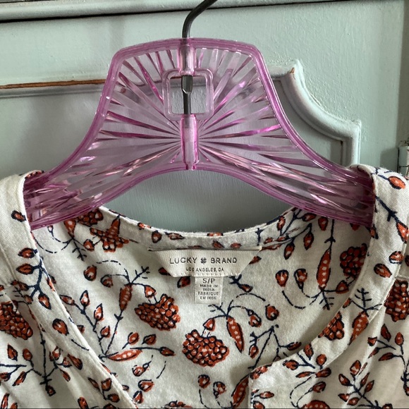 Lucky Top Sleeveless V-Neck Print Sz S Crop Top - Picture 6 of 15